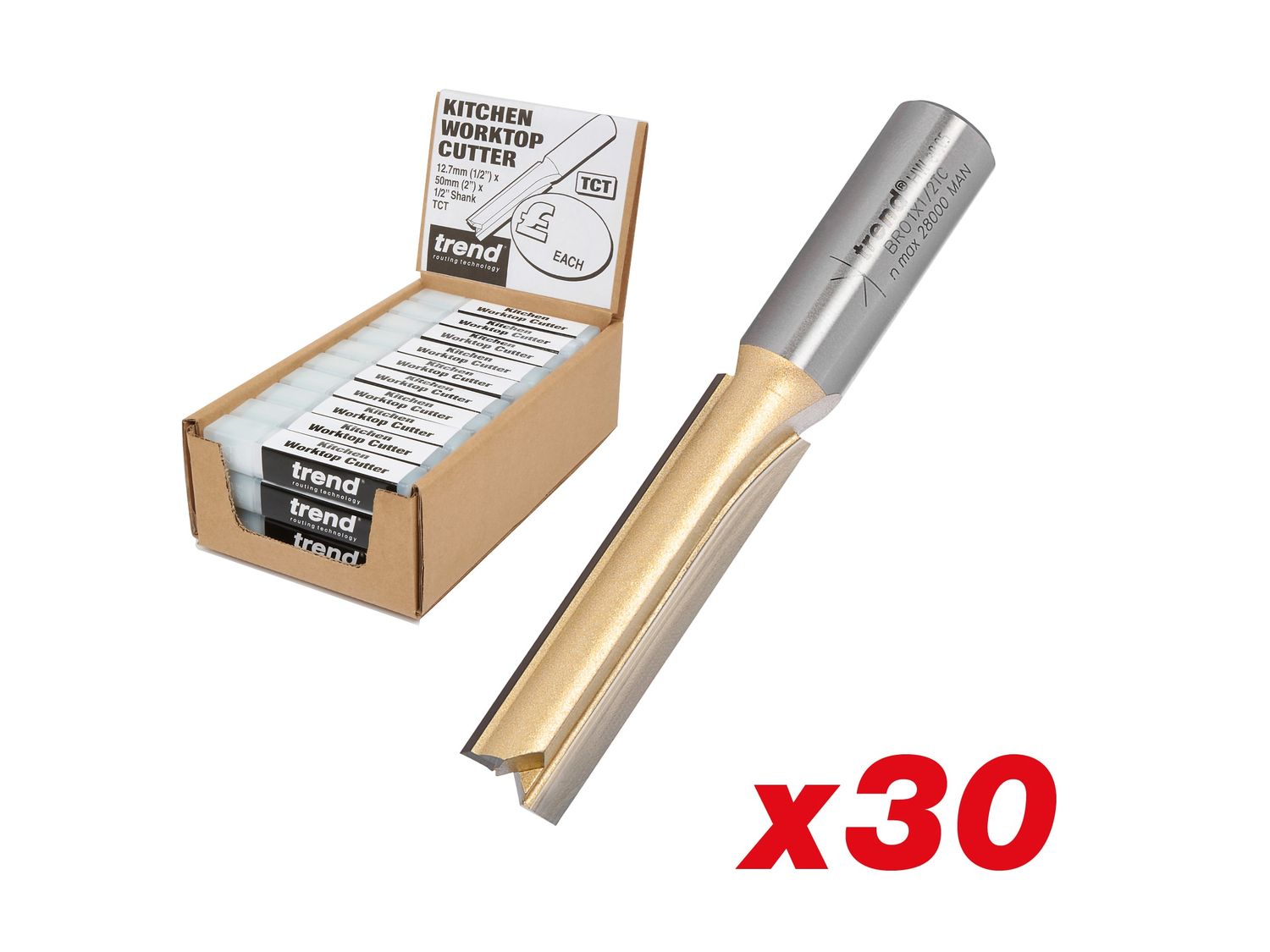 Trend TREDEALBR01 BR01 1/2in 50mm Kitchen Worktop Cutter Display (30 Cutters)