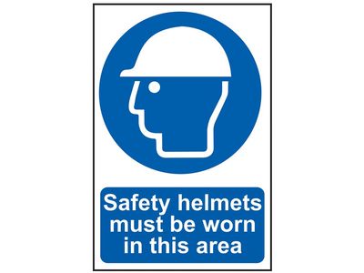 Scan SCA0002 Safety Helmets Must Be Worn in This Area - PVC Sign 200 x 300mm
