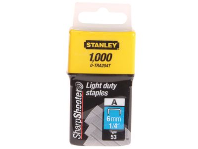 STANLEY STA0TRA204T TRA2 Light-Duty Staple 6mm TRA204T (Pack 1000)