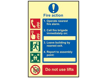 Scan SCA0202 Fire Action Procedure - Photoluminescent Sign 200 x 300mm