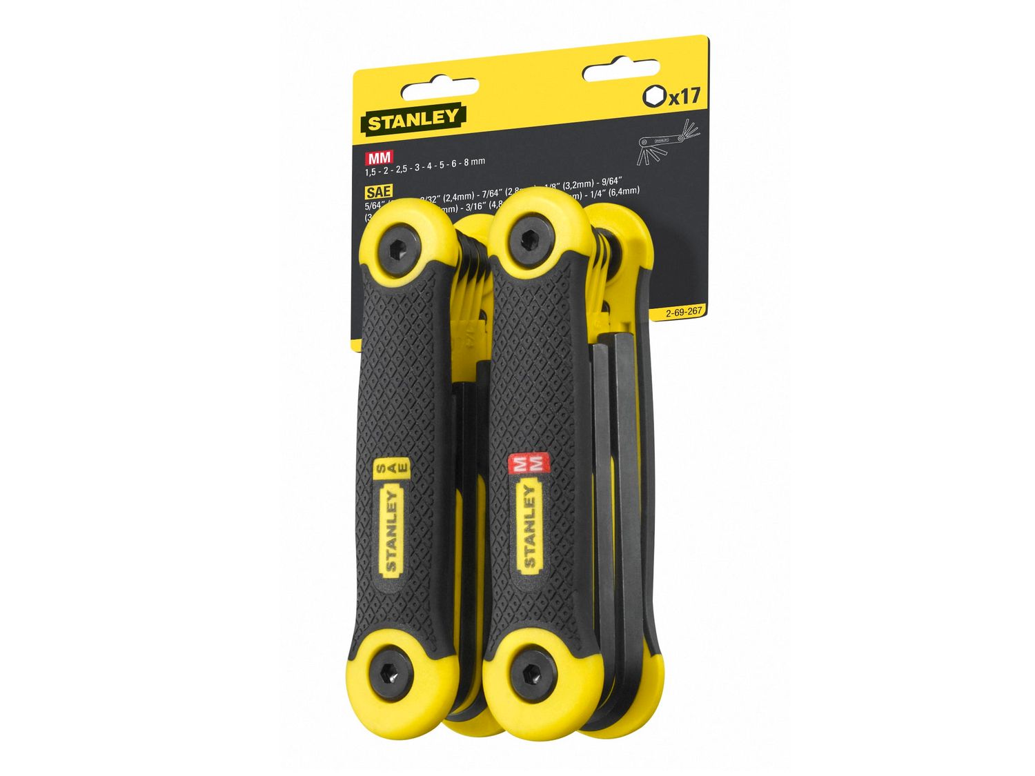 STANLEY STA269267 Metric &amp; Imperial Folding Hexagon Key Set, 17 Piece