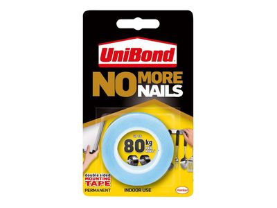 UniBond 2675759 No More Nails Indoor Permanent Mounting Tape Roll 19mm x 1.5m