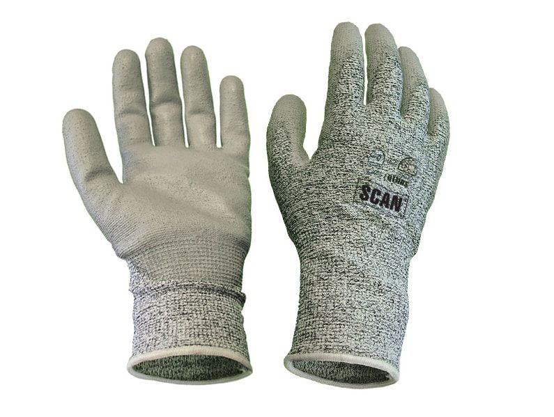 Scan SCAGLOCUT5XL Grey PU Coated Cut 5 Gloves - XL (Size 10)
