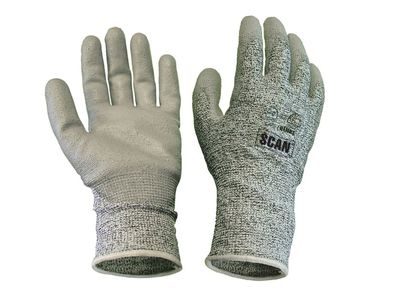 Scan SCAGLOCUT5XL Grey PU Coated Cut 5 Gloves - XL (Size 10)