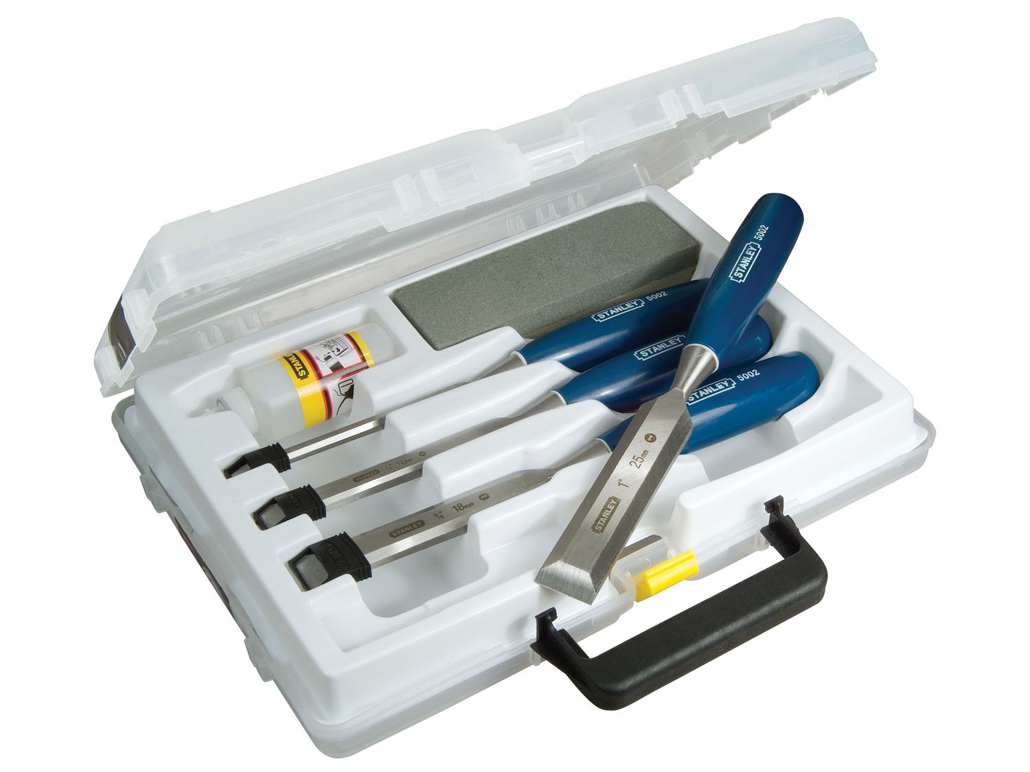 STANLEY STA016130 5002 Bevel Edge Chisel &amp; Oilstone Set, 6 Piece