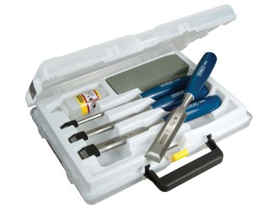 STANLEY STA016130 5002 Bevel Edge Chisel &amp; Oilstone Set, 6 Piece