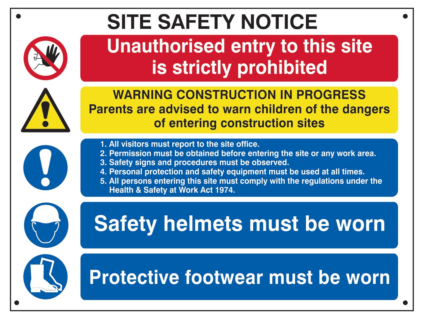 Scan SCA4550 Composite Site Safety Notice - FMX Sign 800 x 600mm