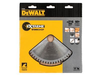 DEWALT DEWDT4350QZ Series 60 Circular Saw Blade 216 x 30mm x 60T ATB/Neg