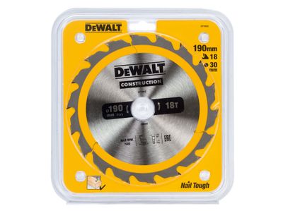 DEWALT DEWDT1943QZ Portable Construction Circular Saw Blade 190 x 30mm x 18T