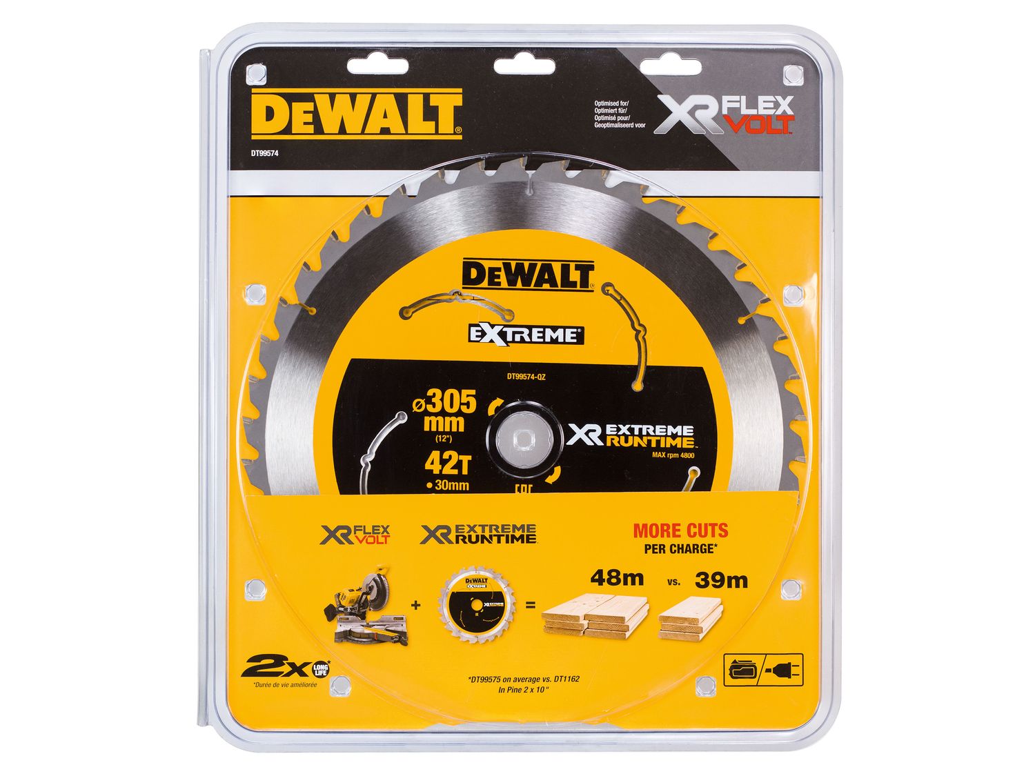 DEWALT DEWDT99574QZ XR FlexVolt Mitre Saw Blade 305 x 30mm x 42T