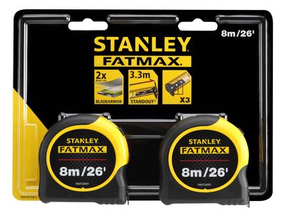 STANLEY STA581558 FatMax Classic Tape Twin Pack 8m/26ft (Width 32mm)