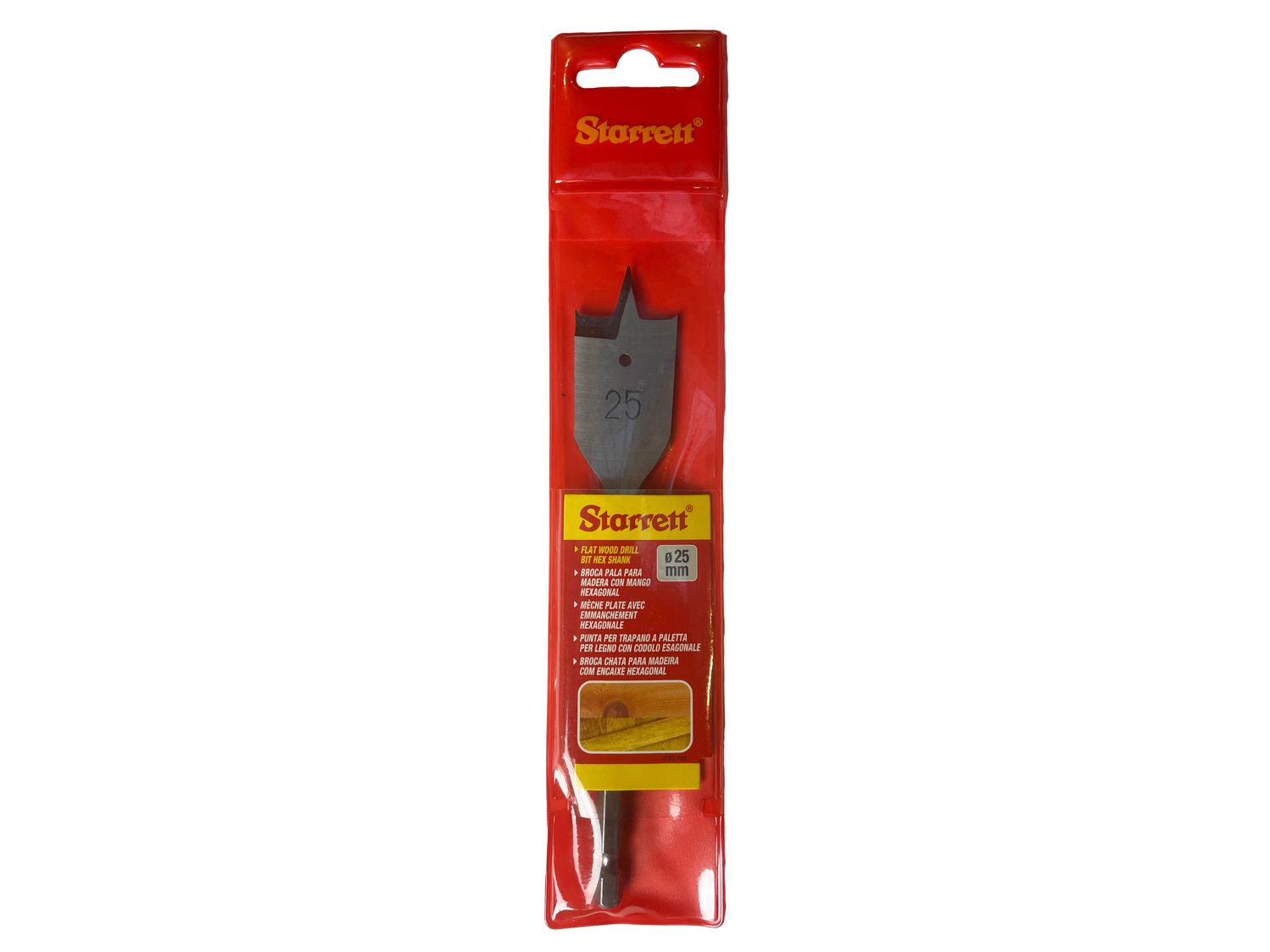 Starrett STRKFWD25A Flat Wood Drill Bit 25 x 152mm