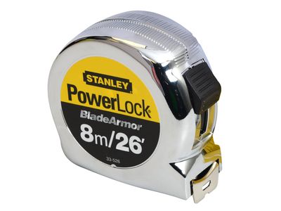 STANLEY STA033526 PowerLock BladeArmor Pocket Tape 8m/26ft (Width 25mm)