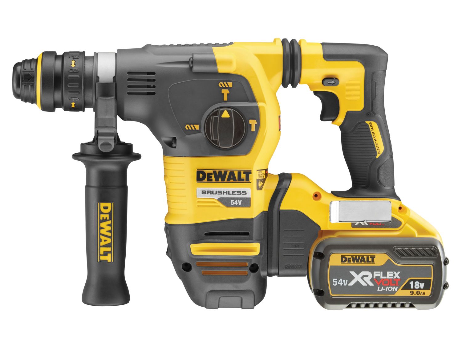 DEWALT DEWDCH334X2 DCH334X2 Brushless Q/C Chuck SDS Plus Hammer 54V 2 x 9.0Ah Li-ion