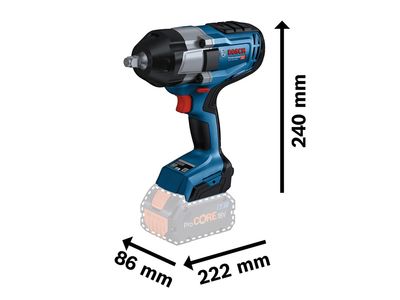 Bosch BSH6019J8300 GDS 18V-1000 Professional BITURBO Impact Wrench 18V Bare Unit