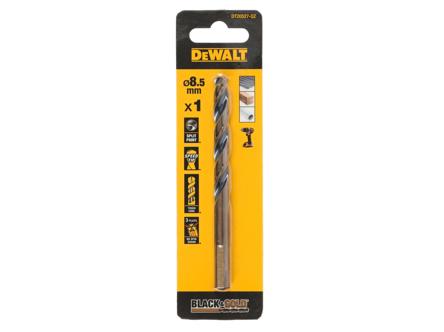 DEWALT DEWDT20527QZ BLACK&amp;GOLD HSS Drill Bit 8.5mm