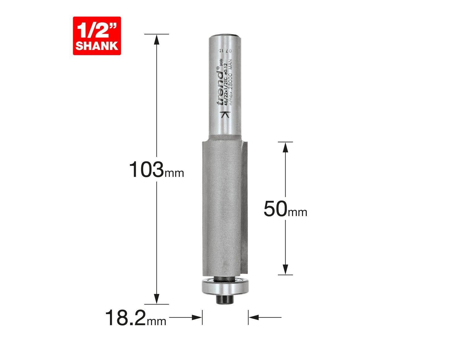 Trend TRE462212TC 46/22 x 1/2 TCT 90° Template Profiler 18.2 x 50mm