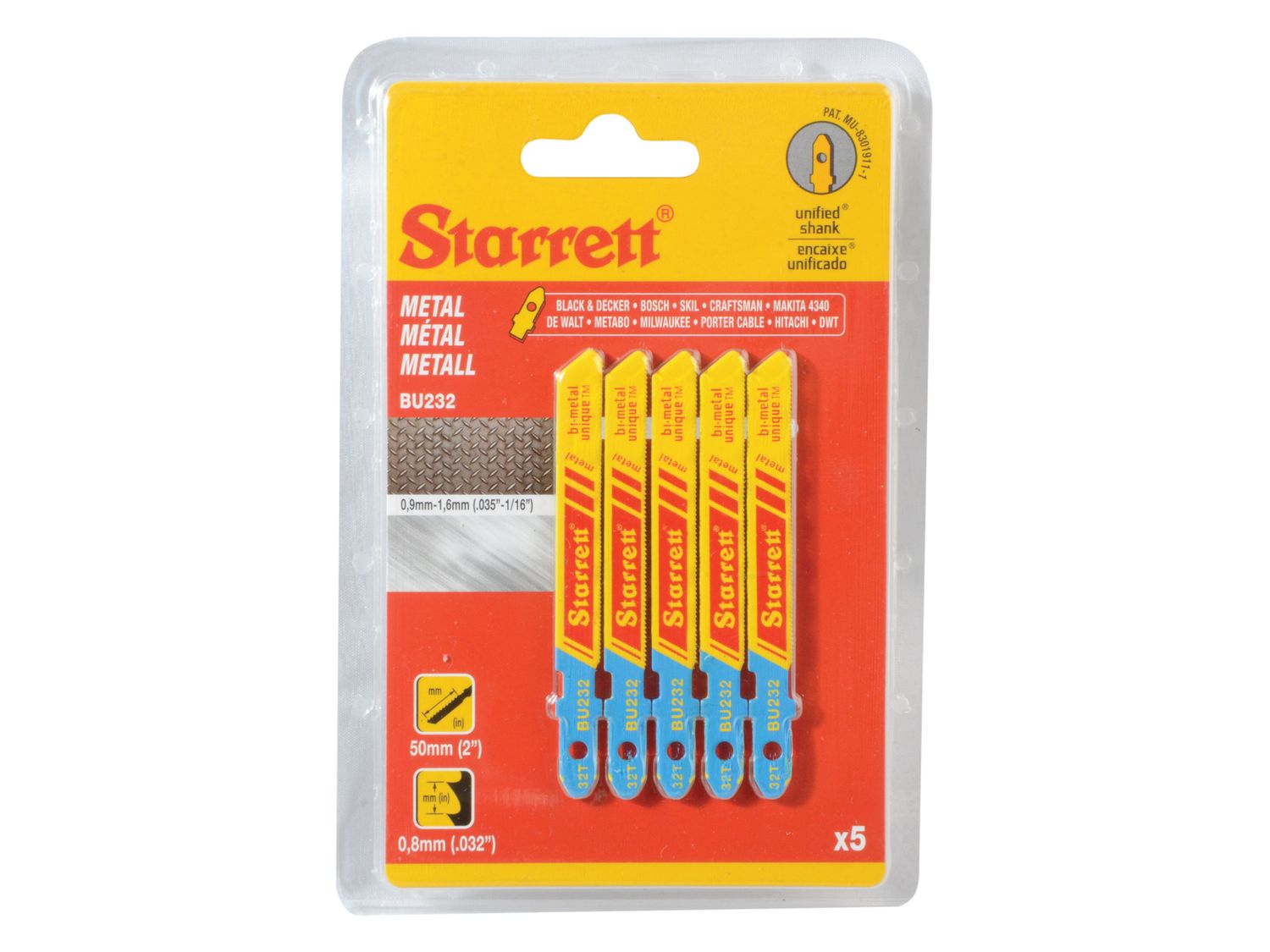 Starrett STRBU2325 BU232-5 Metal Cutting Jigsaw Blades Pack of 5