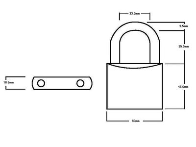 Squire HSQLN60 LN60 Lion Range Brass Padlock 60mm