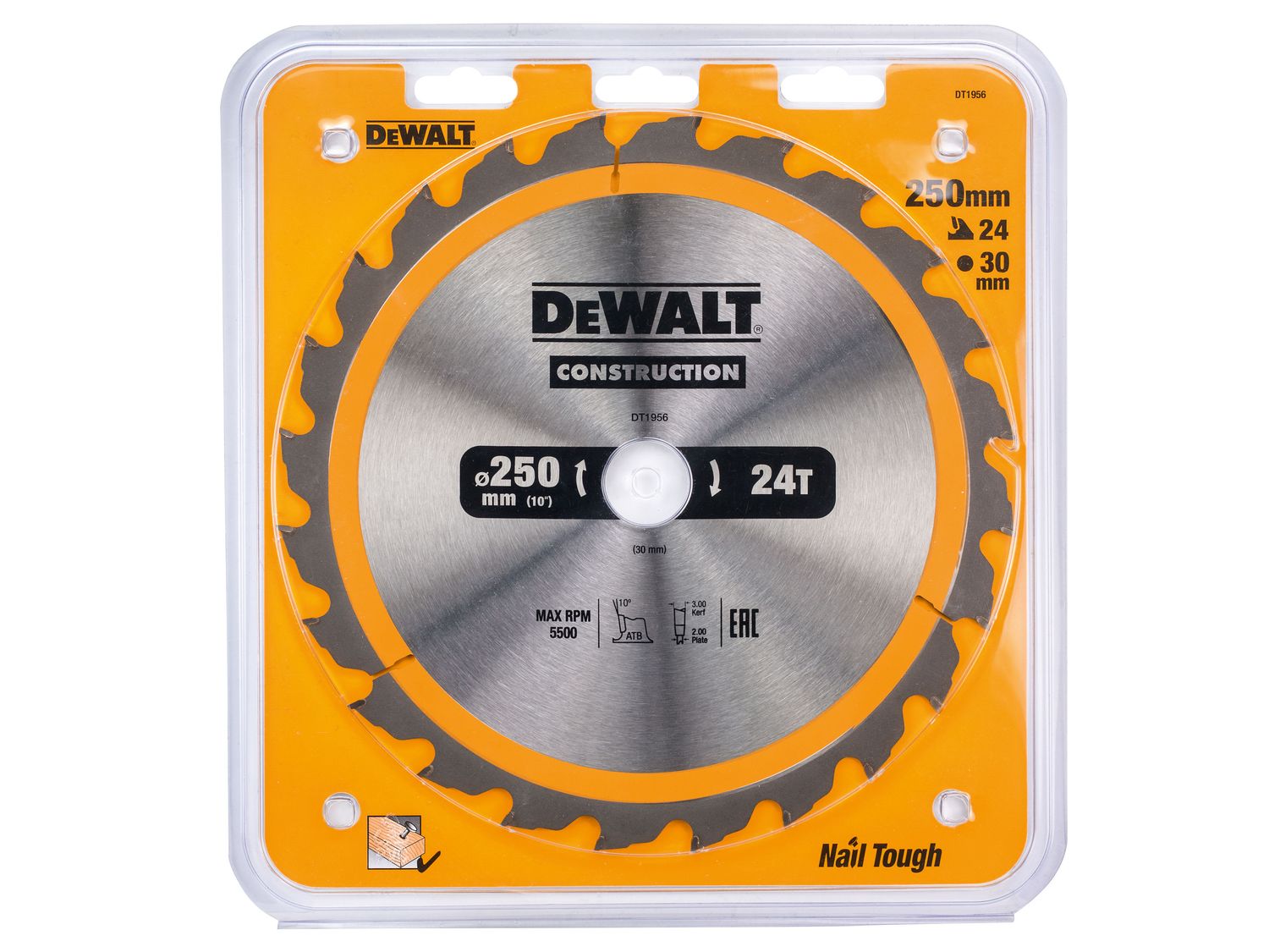 DEWALT DEWDT1956QZ Stationary Construction Circular Saw Blade 250 x 30mm x 24T