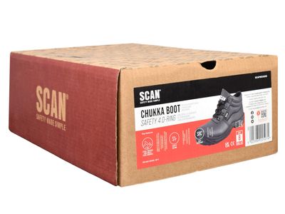 Scan SCAFWCHUK9 4 D-Ring Chukka Safety Boots Black UK 9 EUR 43