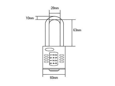 Squire HSQCP6025 CP60/2.5 Combination Padlock 5-Wheel 60mm Extra Long Shackle 63mm