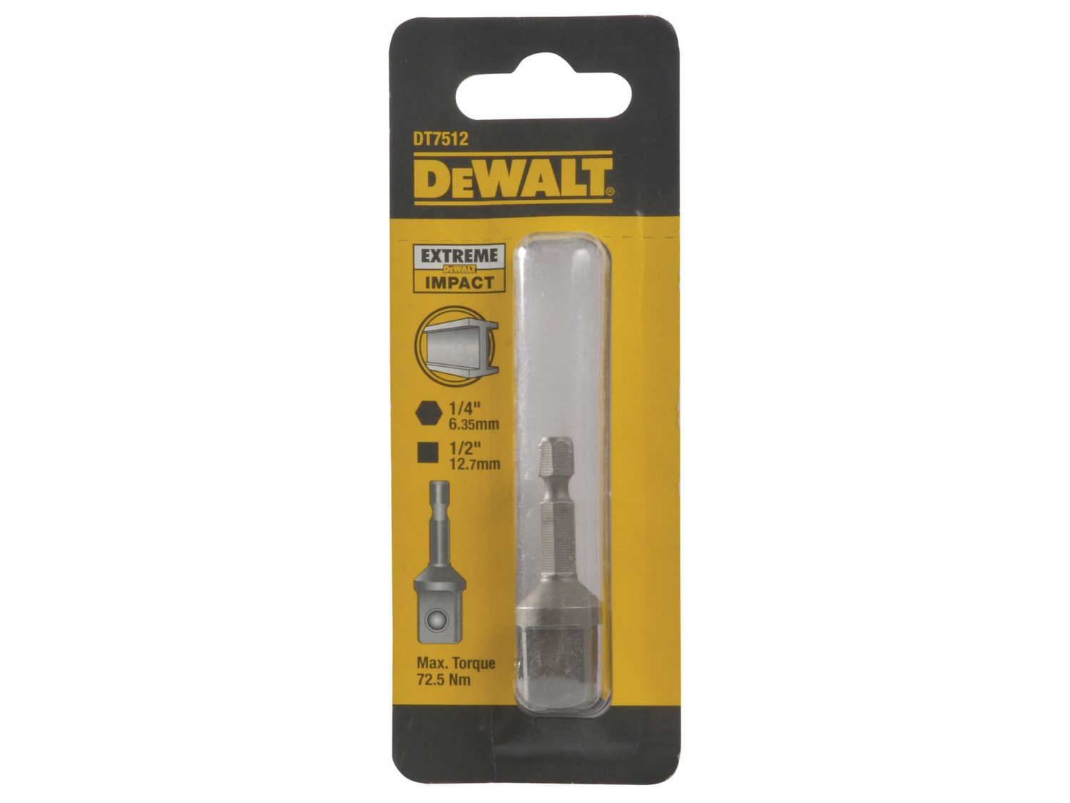 DEWALT DEWDT7512QZ DT7512 1/4in Hex to 1/2in Drive Impact Adaptor