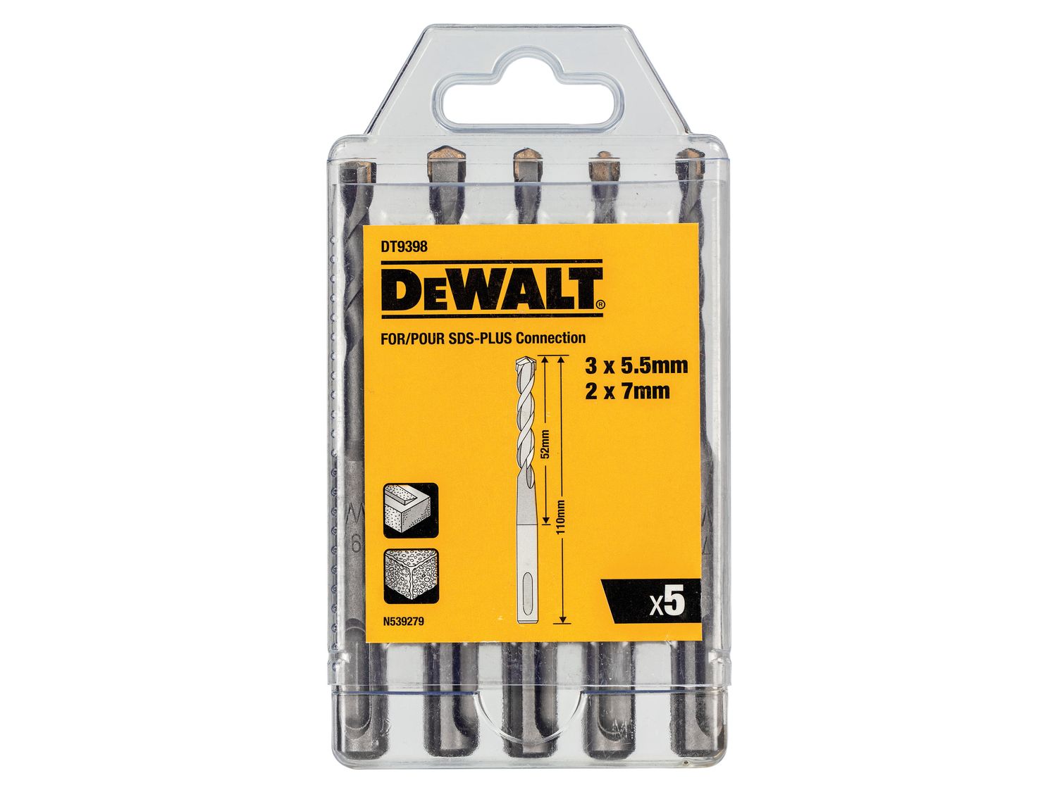 DEWALT DEWDT9398QZ DT9398 SDS Plus Drill Bit Set, 5 Piece