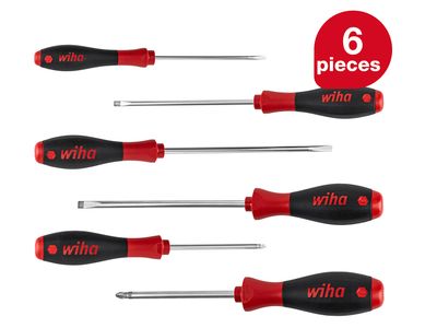 Wiha WHA07153 SoftFinish SL/PZ Screwdriver Set, 6 Piece