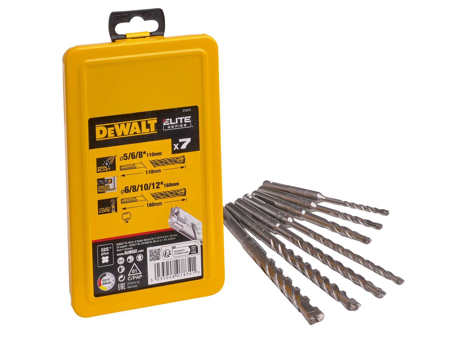 DEWALT DEWDT8976QZ Elite Series Carbide SDS+ 7pc Drill Bit Set