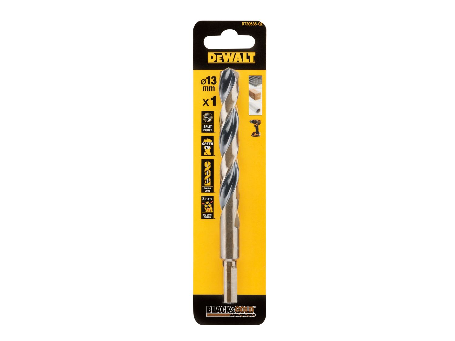 DEWALT DEWDT20536QZ BLACK&amp;GOLD HSS Drill Bit 13.0mm