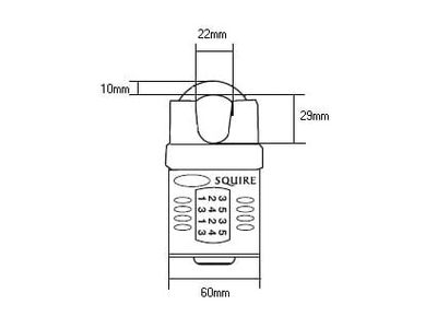 Squire HSQCP60CS CP60 Combination Padlock 5-Wheel 60mm Close Shackle