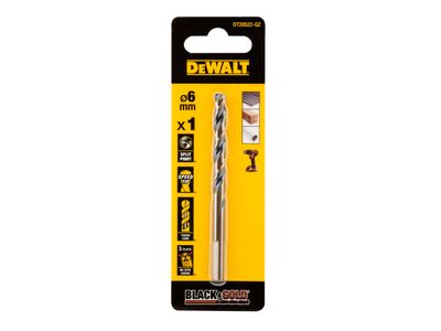 DEWALT DEWDT20522QZ BLACK&amp;GOLD HSS Drill Bit 6.0mm