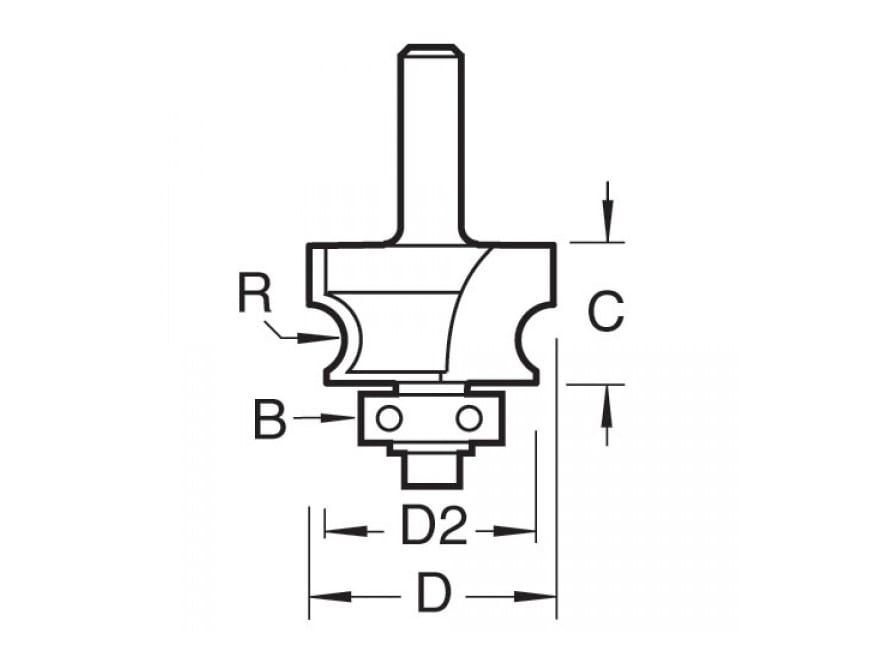 Trend TREC13014TC C130 x 1/4 TCT Bearing Guided Corner Bead 4.8mm Radius