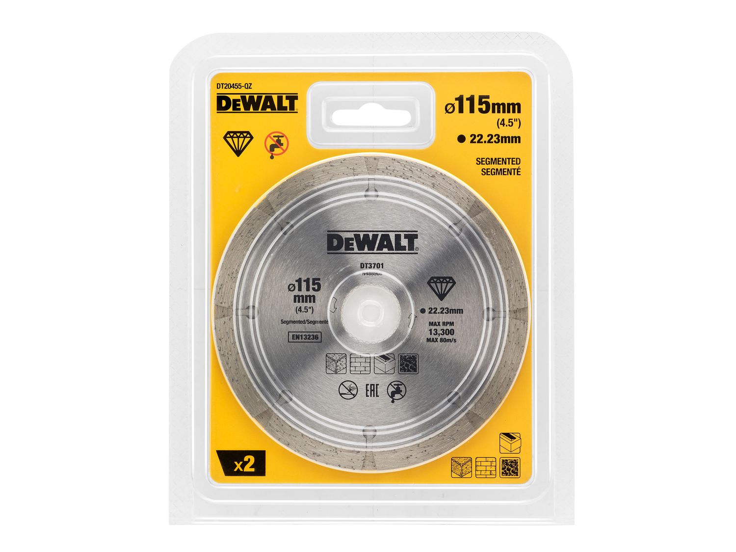 DEWALT DEWDT20455QZ Dry Diamond Blade 115mm (2 Pack)