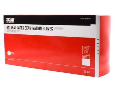 Scan SCAGLOLATEXL Latex Gloves - Large (Box 100)