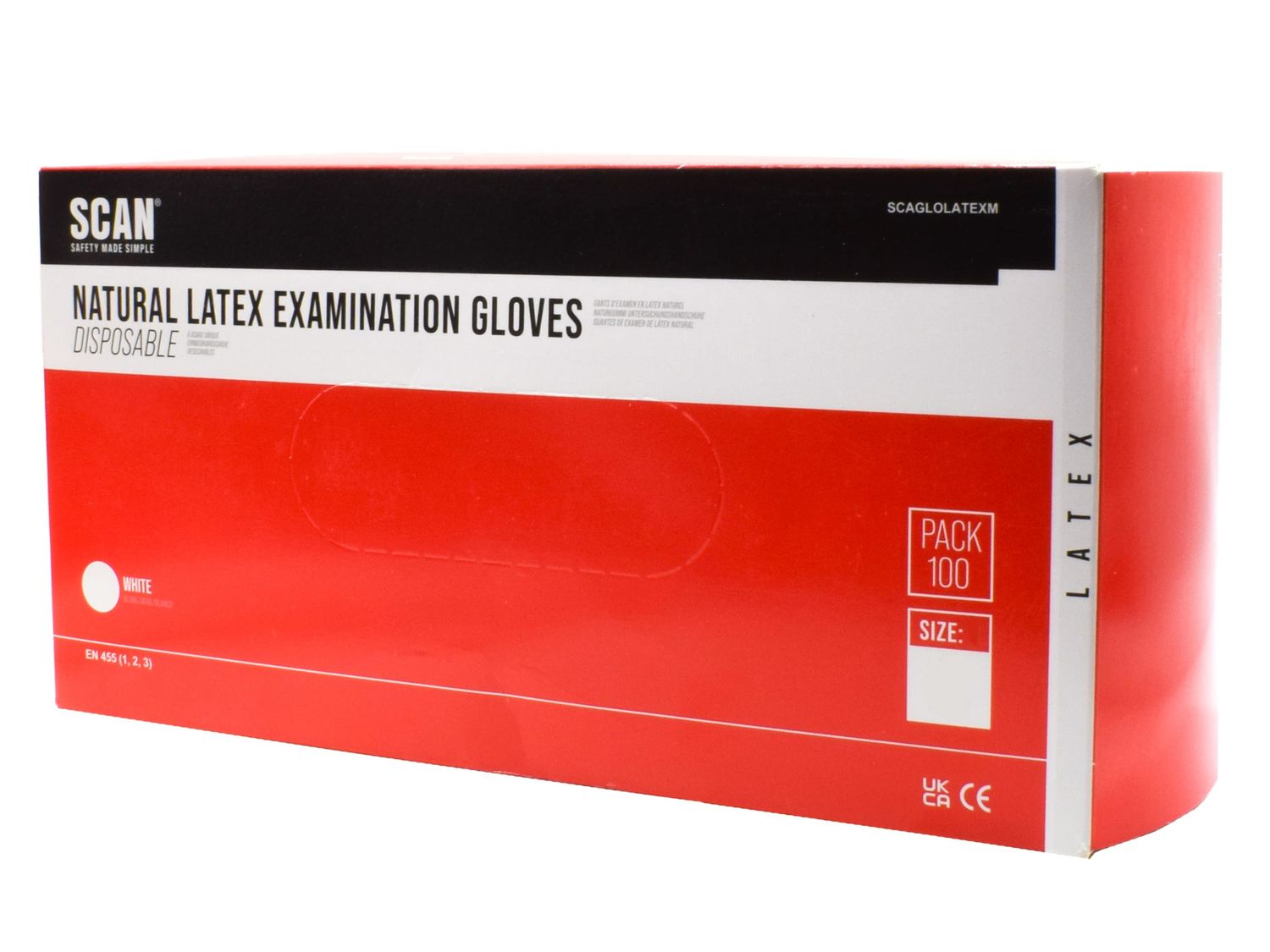 Scan SCAGLOLATEXL Latex Gloves - Large (Box 100)