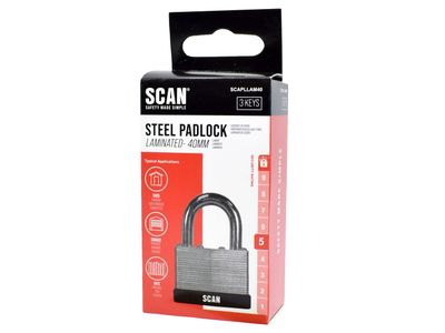 Scan SCAPLLAM40 Laminated Steel Padlock 40mm