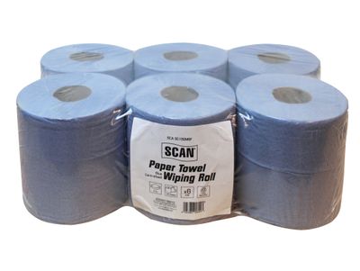 Scan SCASC150M6F Paper Towel Wiping Roll 2-Ply 176mm x 150m (Pack 6)