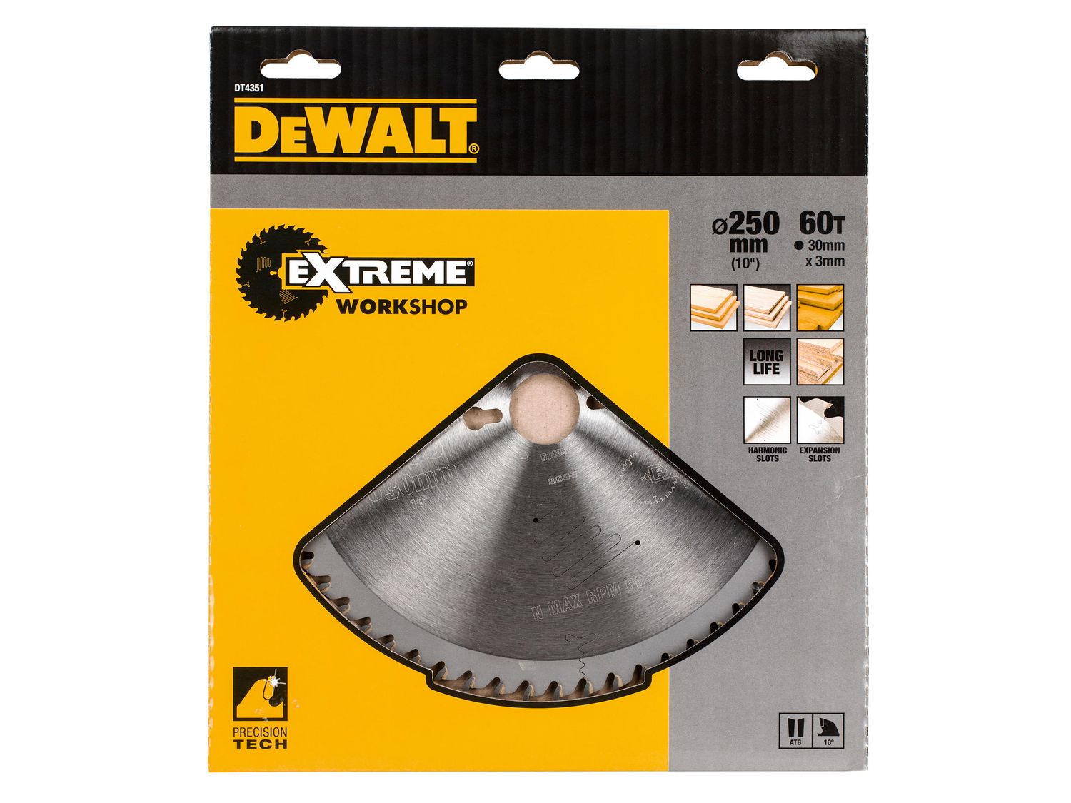 DEWALT DEWDT4351QZ Series 60 Circular Saw Blade 250 x 30mm x 60T