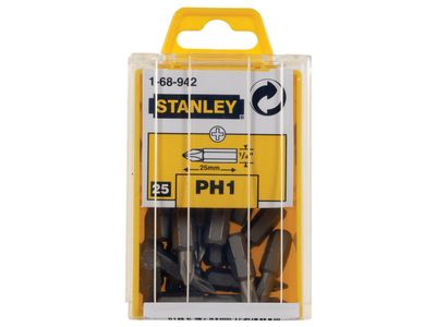 STANLEY STA168942B Phillips Bits PH1 x 25mm (Box 25)