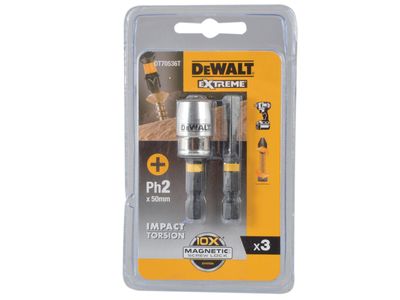 DEWALT DEWDT70536T Impact Torsion Bits PH2 x 50mm (x2) and Magnetic Screwlock Sleeve