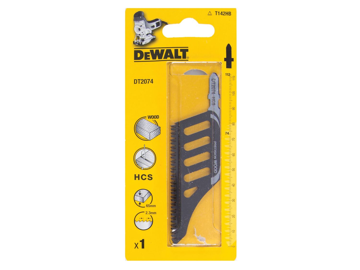 DEWALT DEWDT2074QZ HCS Wood Flush Cut Jigsaw Blade Pack of 1 T142HB