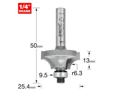 Trend TRE4613014TC 46/130 x 1/4 TCT Bearing Guided Ovolo &amp; Round Over 6.3mm Radius