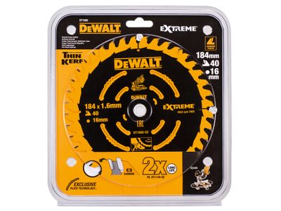DEWALT DEWDT1668QZ Cordless Mitre Saw Blade For DCS365 184 x 16mm x 40T