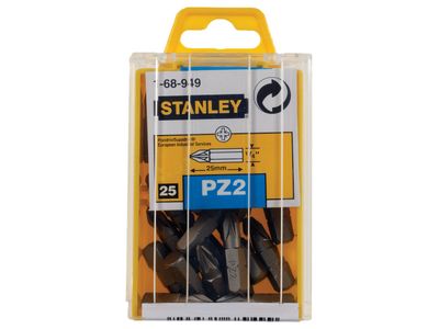 STANLEY STA168949B Pozidriv Bits PZ2 x 25mm (Box 25)