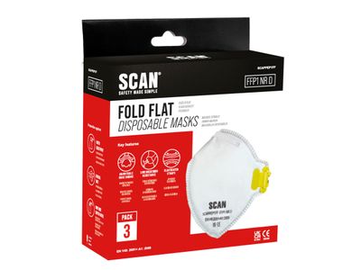 Scan SCAPPEP1FF Fold Flat Disposable Mask FFP1 (Pack of 3)