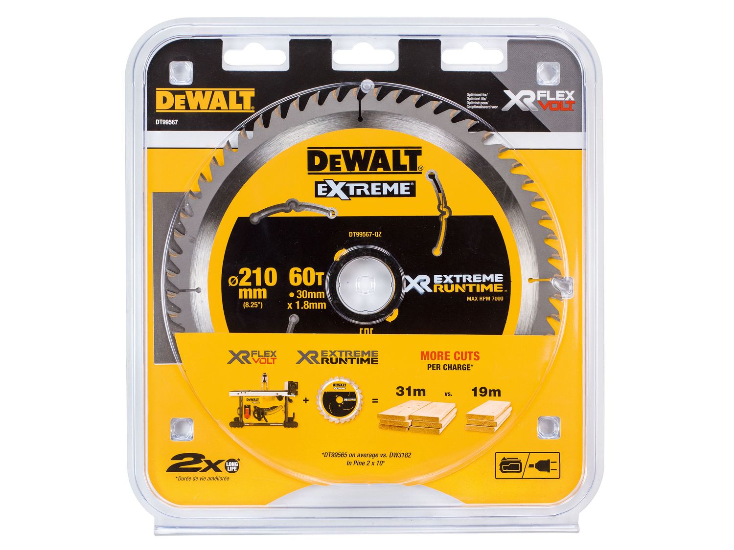 DEWALT DEWDT99567QZ XR FlexVolt Table Saw Blade 210 x 30mm x 60T