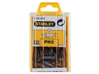 STANLEY STA168946B Phillips Bits PH2 x 25mm (Box 25)