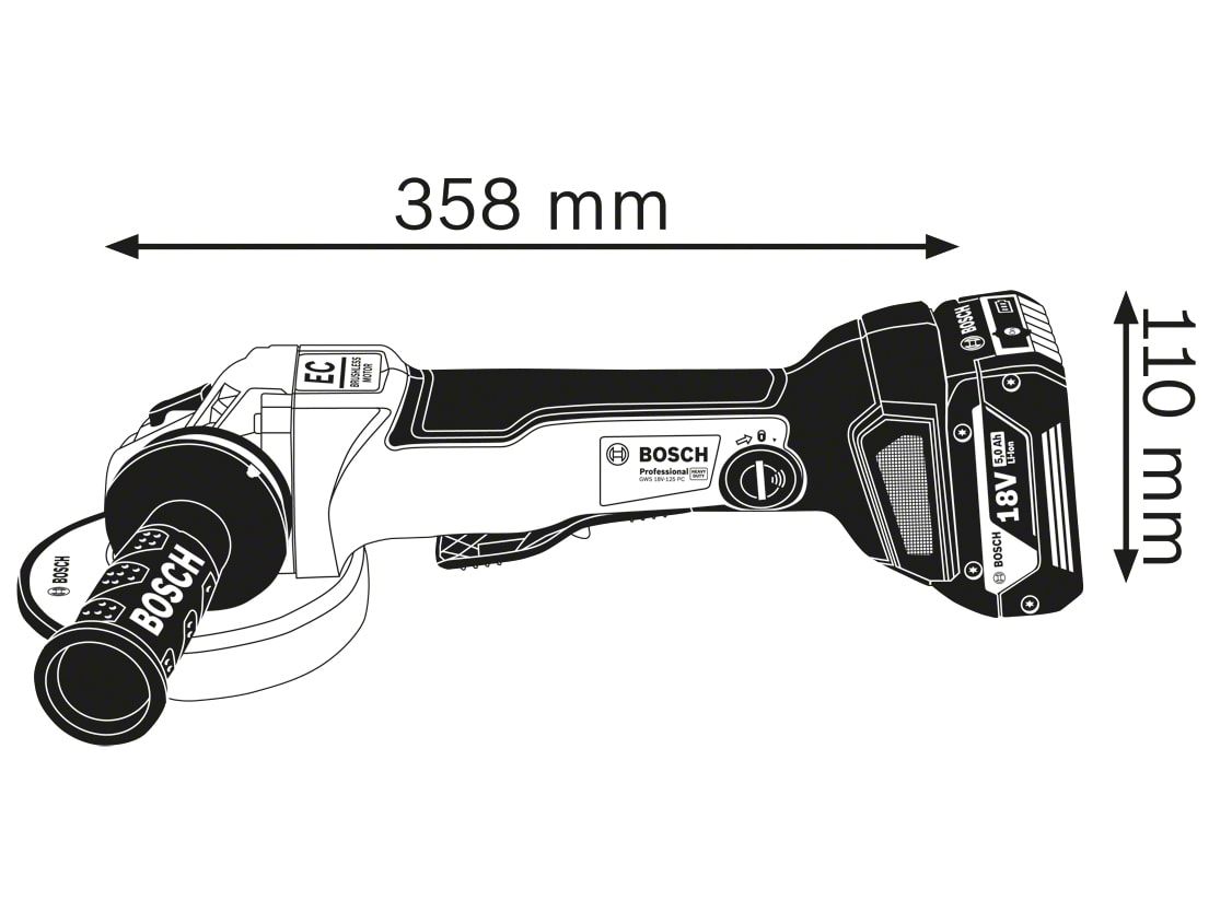 Bosch BSH6019G3E0A GWS 18V-10 PC Professional Angle Grinder 125mm 18V Bare Unit